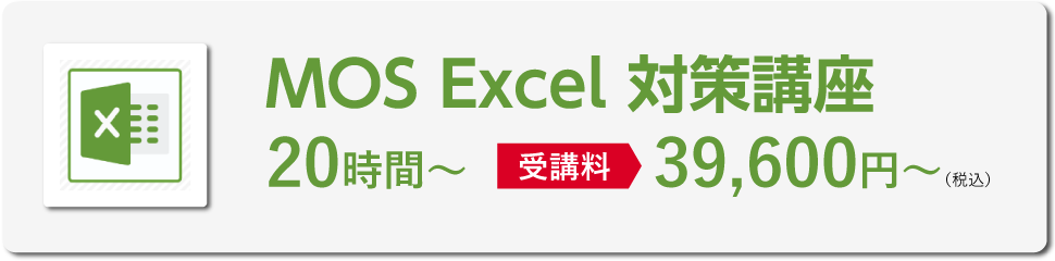 MOS Excel 対策講座　20時間～［受講料］39,600円（税込）